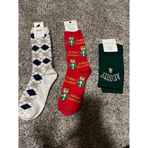Men's Aerie Argyle Casual Socks One Size White Navy Blue